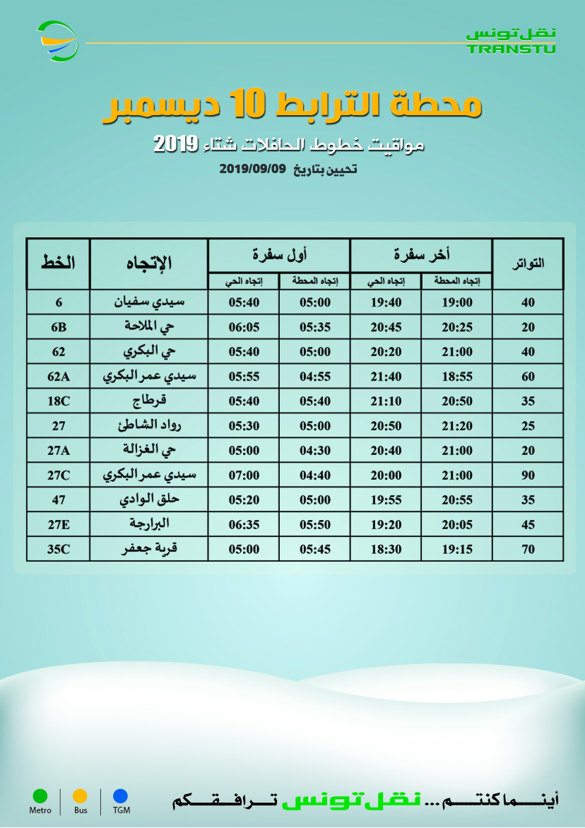 Marche Horaire Hiver 2019