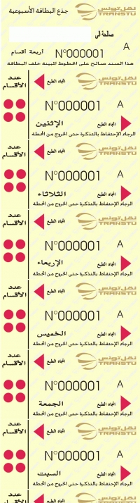 Carte hebdomadaire valable sur le réseau bus et métro pour quatre sections