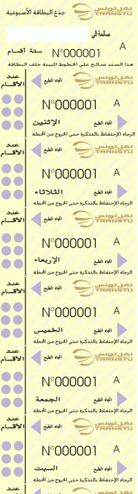 Carte hebdomadaire valable sur le réseau bus et métro pour six sections
